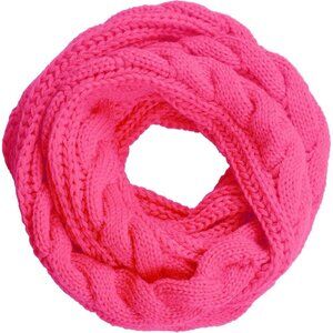 Women's Hot Pink Thick Ribbed Knit Winter Infinity Circle Loop Scarf